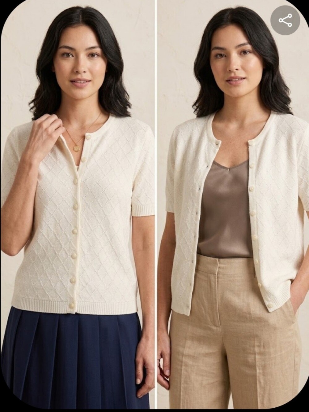 Antibes Textured Button Front Cardigan in White   P2P=17    L=23